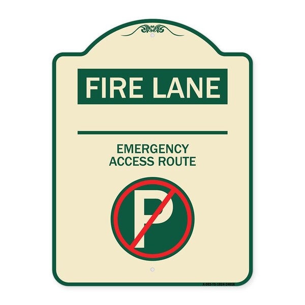 Signmission Fire Lane Emergency Access Route W/ No Parking Heavy-Gauge Aluminum Sign, 24" x 18", TG-1824-24016 A-DES-TG-1824-24016 - main